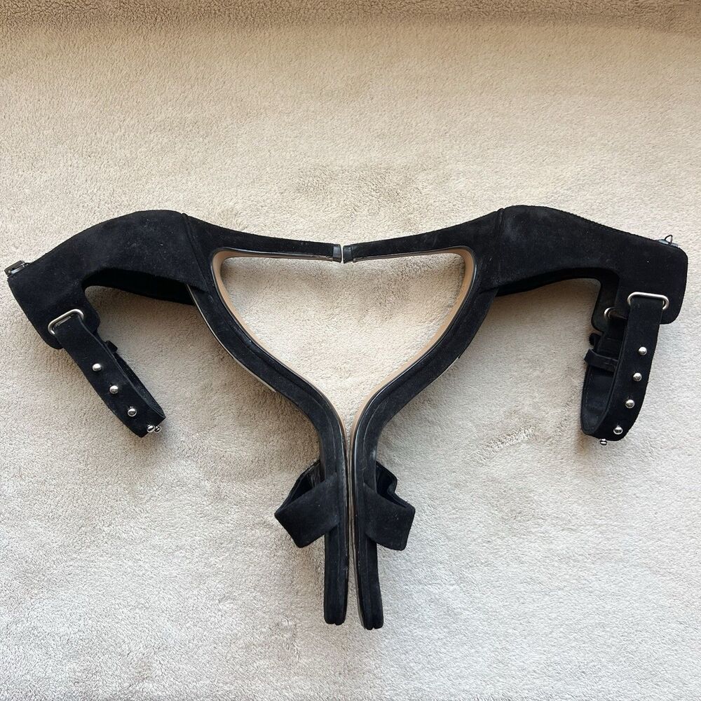 Rag & Bone Black Suede Stiletto Heel Sandal Women EU 40 US 10 Silver Studs Party - Picture 7 of 16